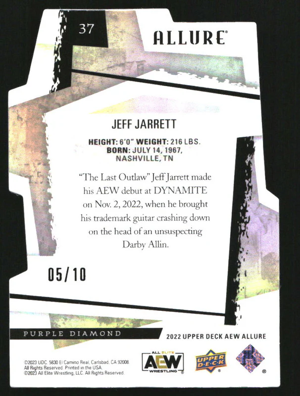2022 Upper Deck Allure AEW Purple Diamond #37 Jeff Jarrett /10 - Image 2