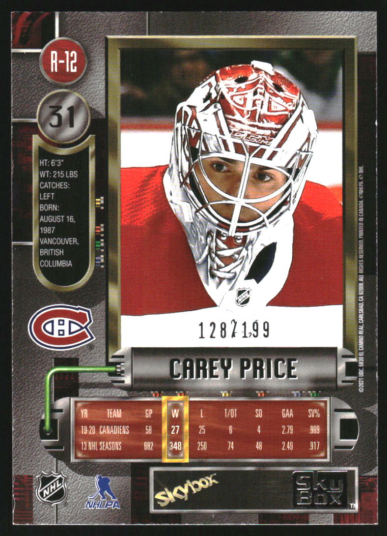 2020-21 Metal Universe '97-98 Retro Purple Spectrum #R12 Carey Price /199 - Image 2