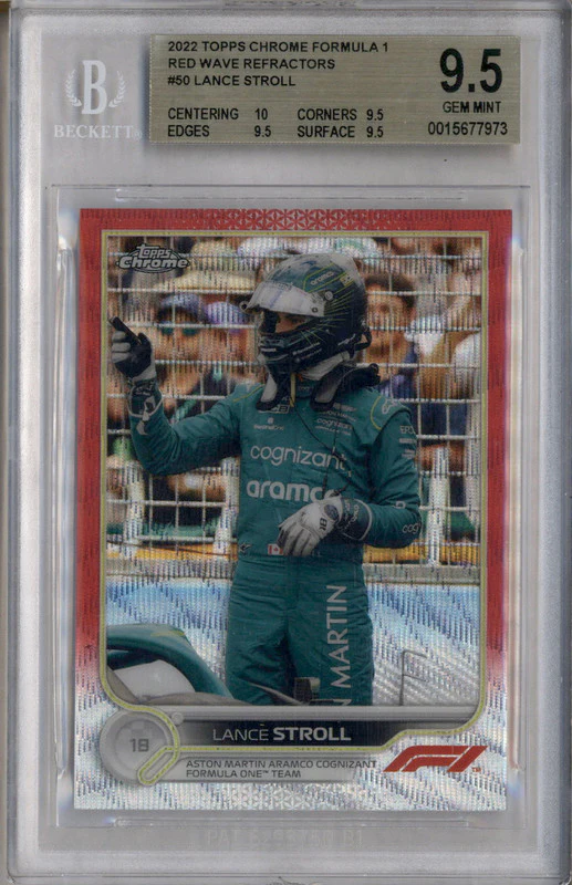 2022 Topps Chrome Formula 1 Red Wave #50 Lance Stroll /5 BGS 9.5