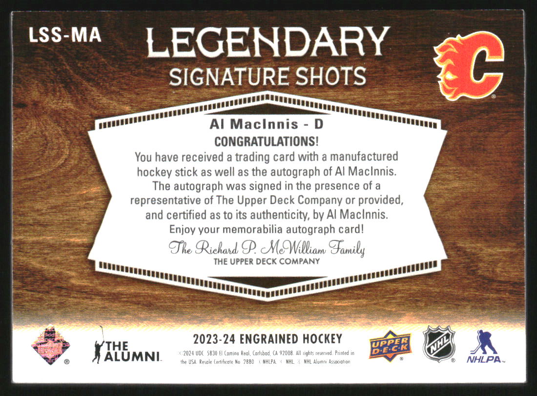 2023-24 Engrained Legendary Signature Shots Al MacInnis Autograph Auto /49 - Image 2