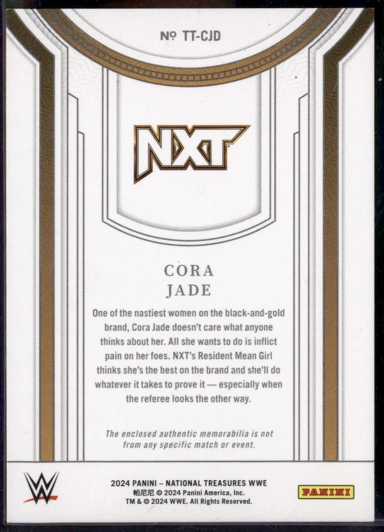 2024 Panini National Treasures WWE Treasured Threads Emerald Cora Jade /5 - Image 2