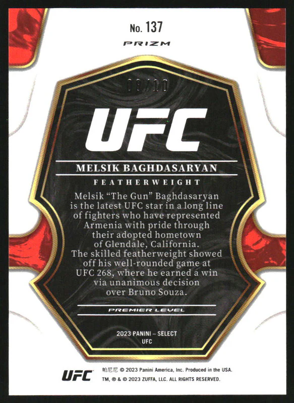 2023 Select UFC H2 Disco Prizms Gold #137 Melsik Baghdasaryan RC Rookie /10 - Image 2