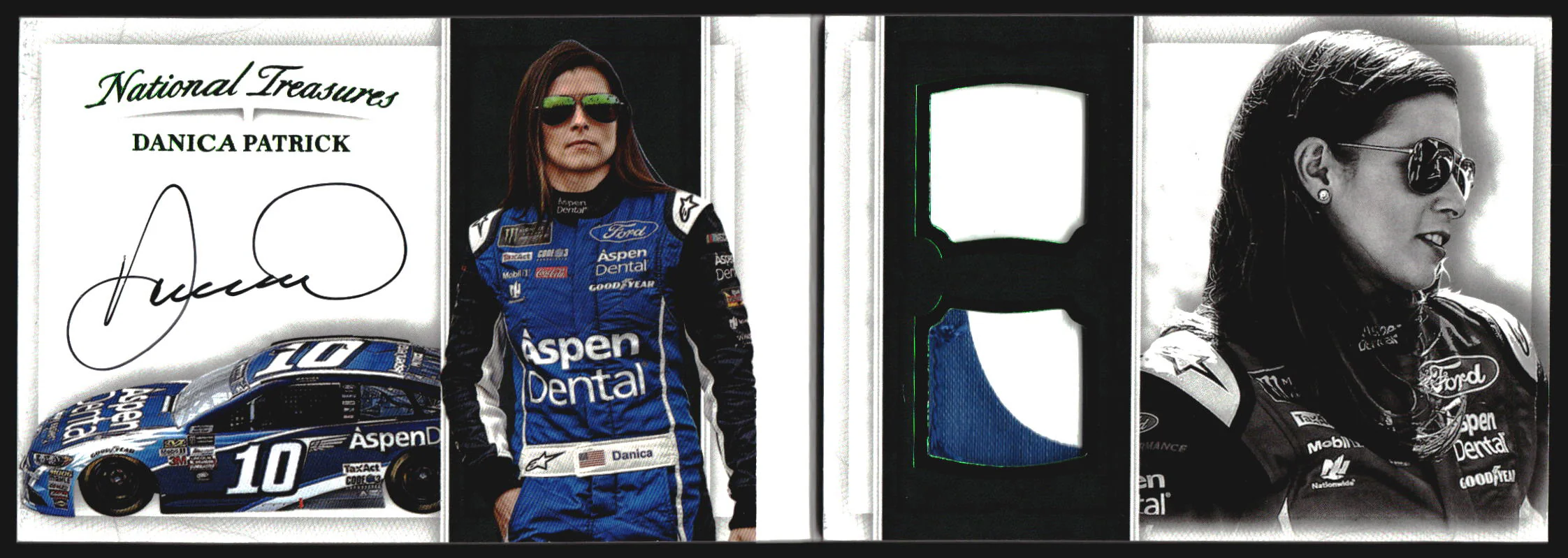 2017 National Treasures Combo Material Signatures Green Danica Patrick Auto /5