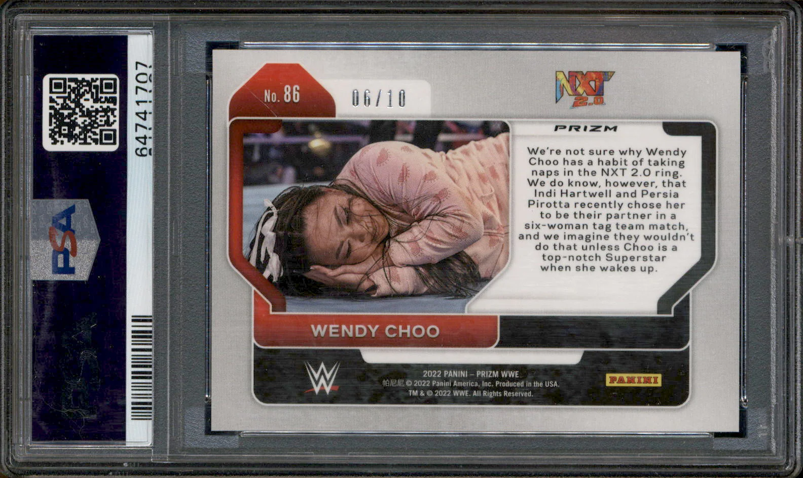 2022 Panini Prizm WWE Gold Prizm #86 Wendy Choo RC /10 PSA 10 - Image 2