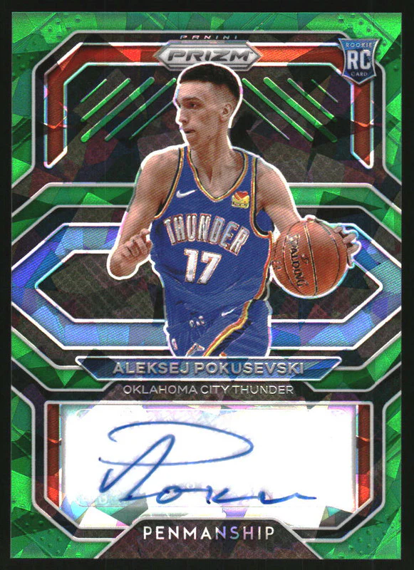 2020-21 Panini Prizm Rookie Penmanship Green Ice Aleksej Pokusevski RC Auto /16