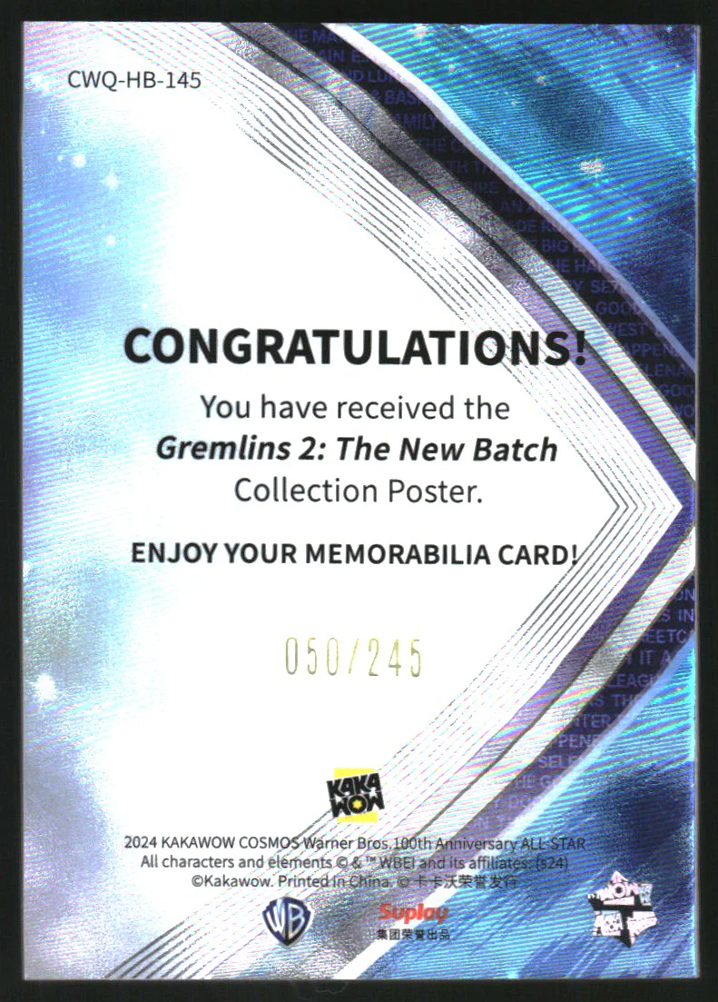 2024 Kakawow Cosmos Warner 100th All-Stars Poster Gremlins 2 The New Batch /245 - Image 2
