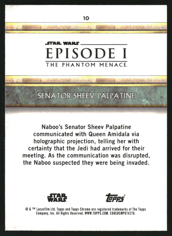 2024 Topps Sapphire Star Wars Phantom 25th Gold #10 Senator Sheev Palpatine /50 - Image 2
