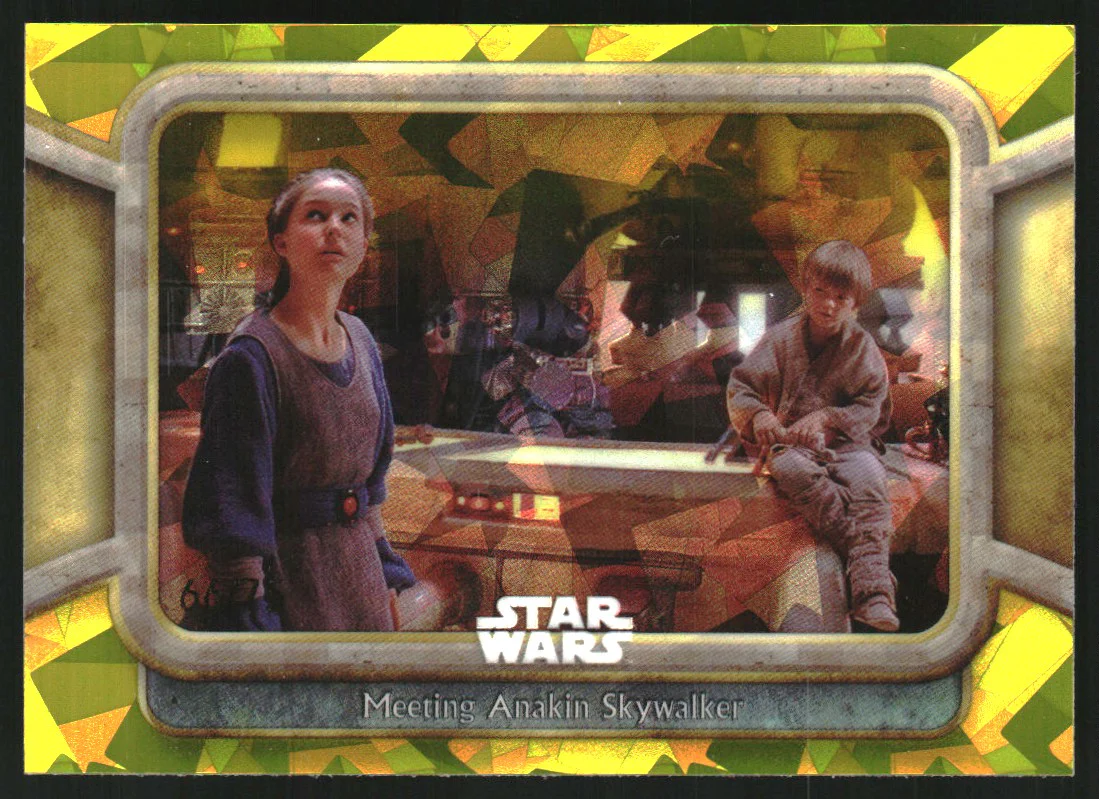 2024 Topps Chrome Sapphire Star Wars 25th Yellow Meeting Anakin Skywalker /75