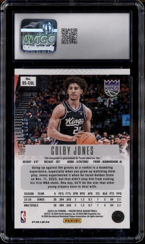 2023 Panini Prizm Deca Rookie Auto Green Shimmer FOTL Colby Jones RC /25 CGC 10 - Image 2