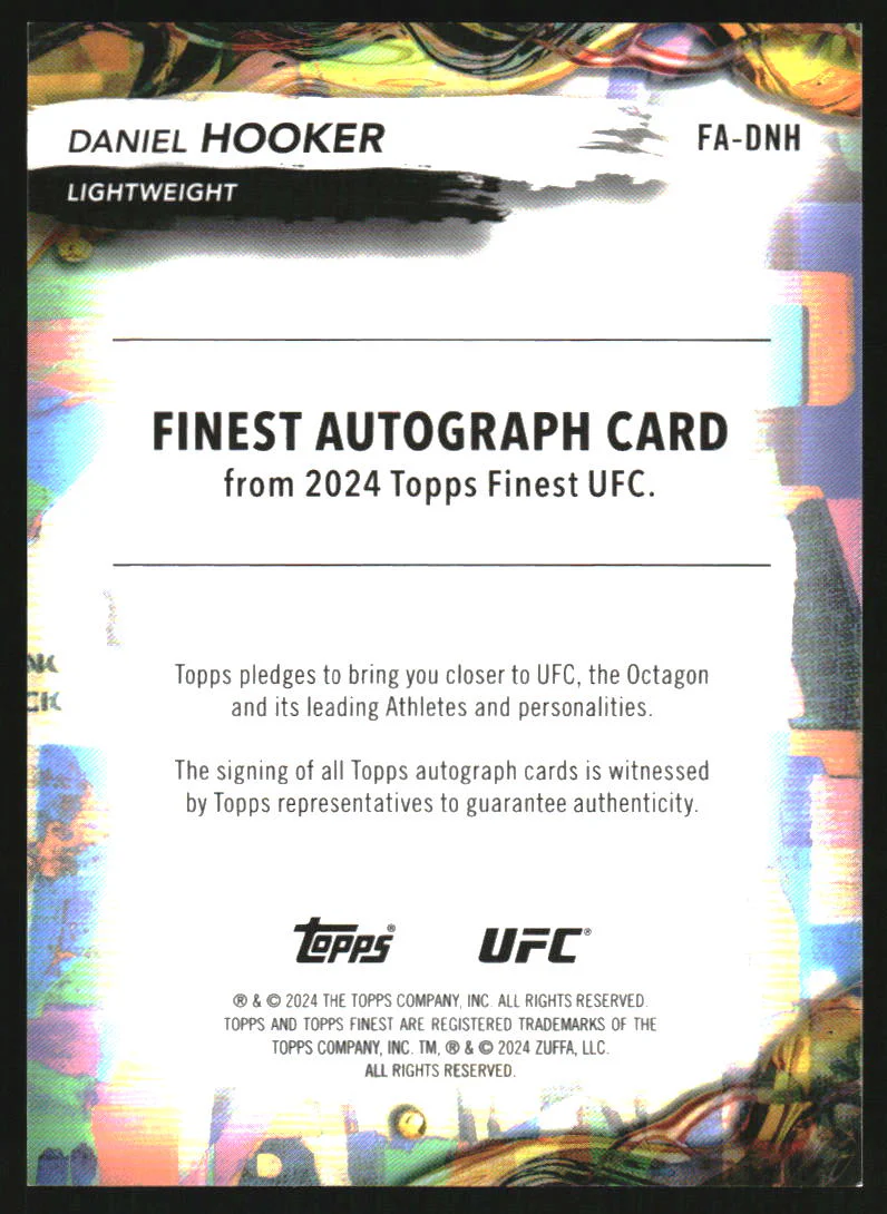 2024 Finest UFC Finest Autographs Gold Refractors #FADNH Daniel Hooker Auto /50 - Image 2