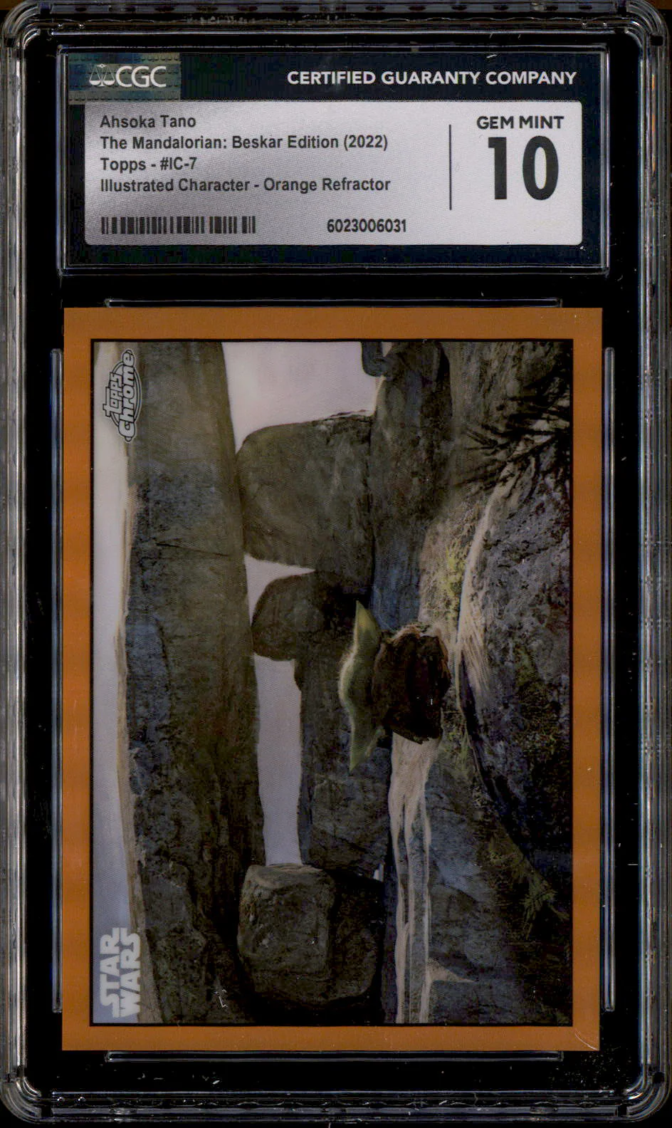 2022 Topps Chrome Mandalorian Baskar Character Orange #7 Ahsoka Tano /25 CGC 10