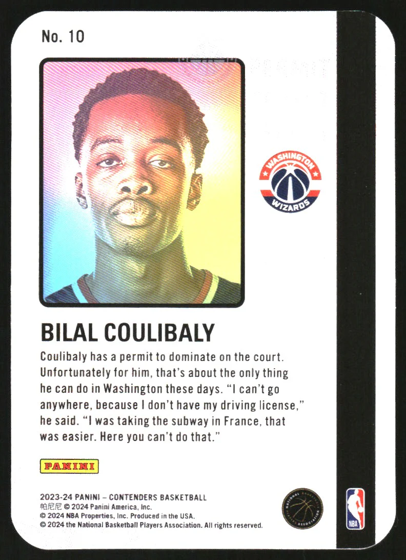 2023-24 Panini Contenders Permit to Dominate #10 Bilal Coulibaly RC Rookie - Image 2