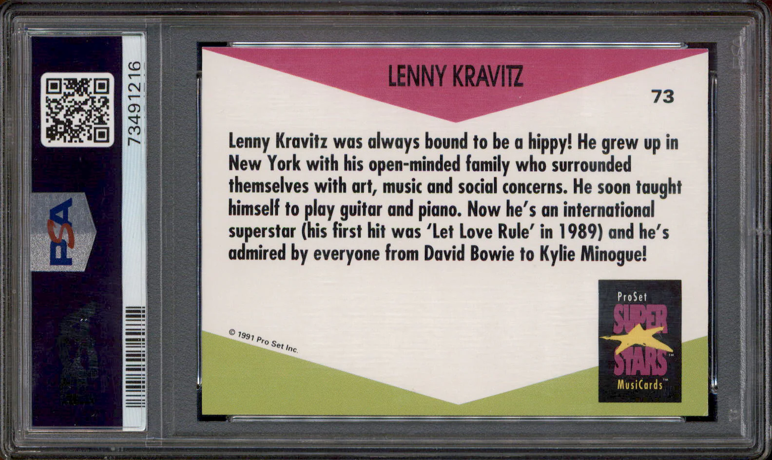 1991 Proset Superstars Musicards U.K. Edition #73 Lenny Kravitz PSA 8 - Image 2