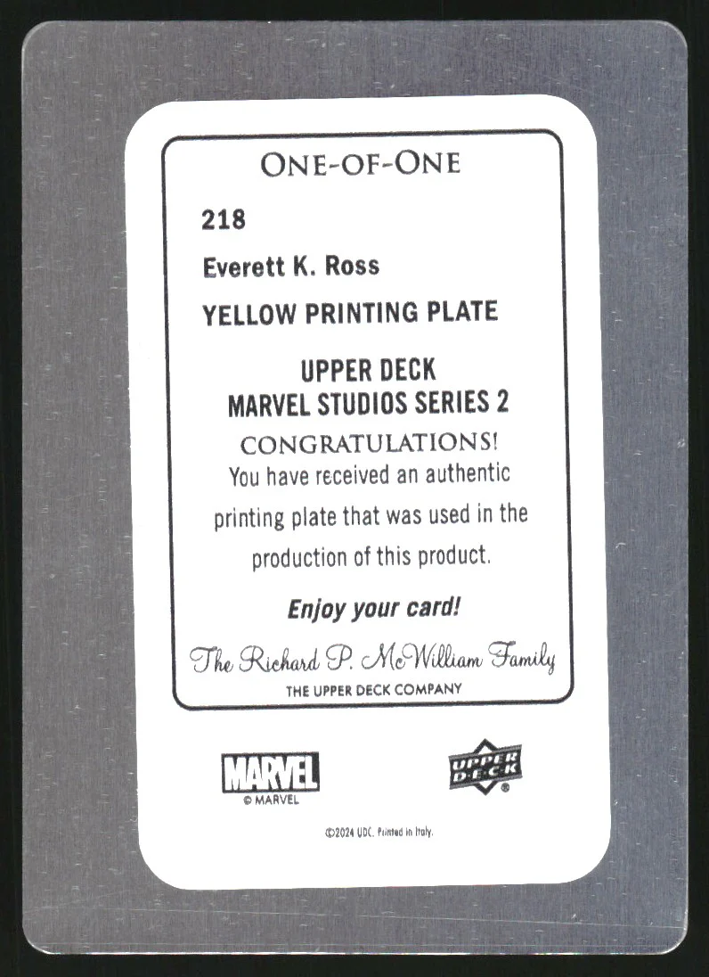 2024 UD Marvel Studios Printing Plates Yellow Martin Freeman Everett K. Ross 1/1 - Image 2