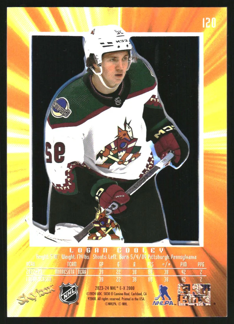 2023-24 E-X2000 #120 Logan Cooley RC Rookie - Image 2