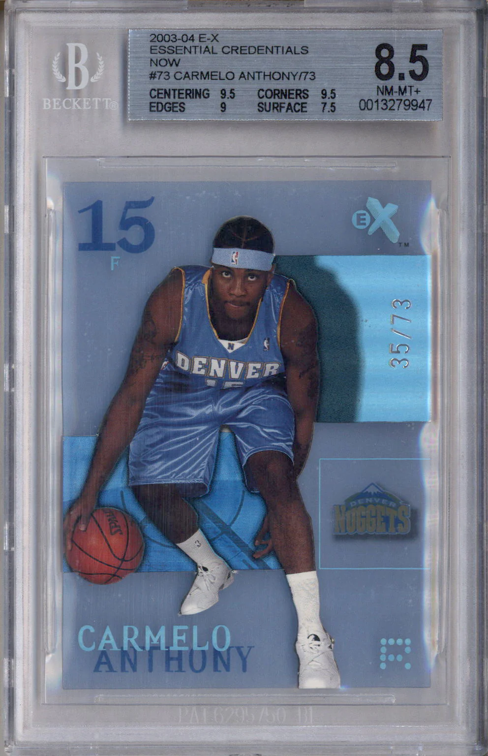 2003 EX Essential Credentials Now #73 Carmelo Anthony RC Rookie /73 BGS 8.5
