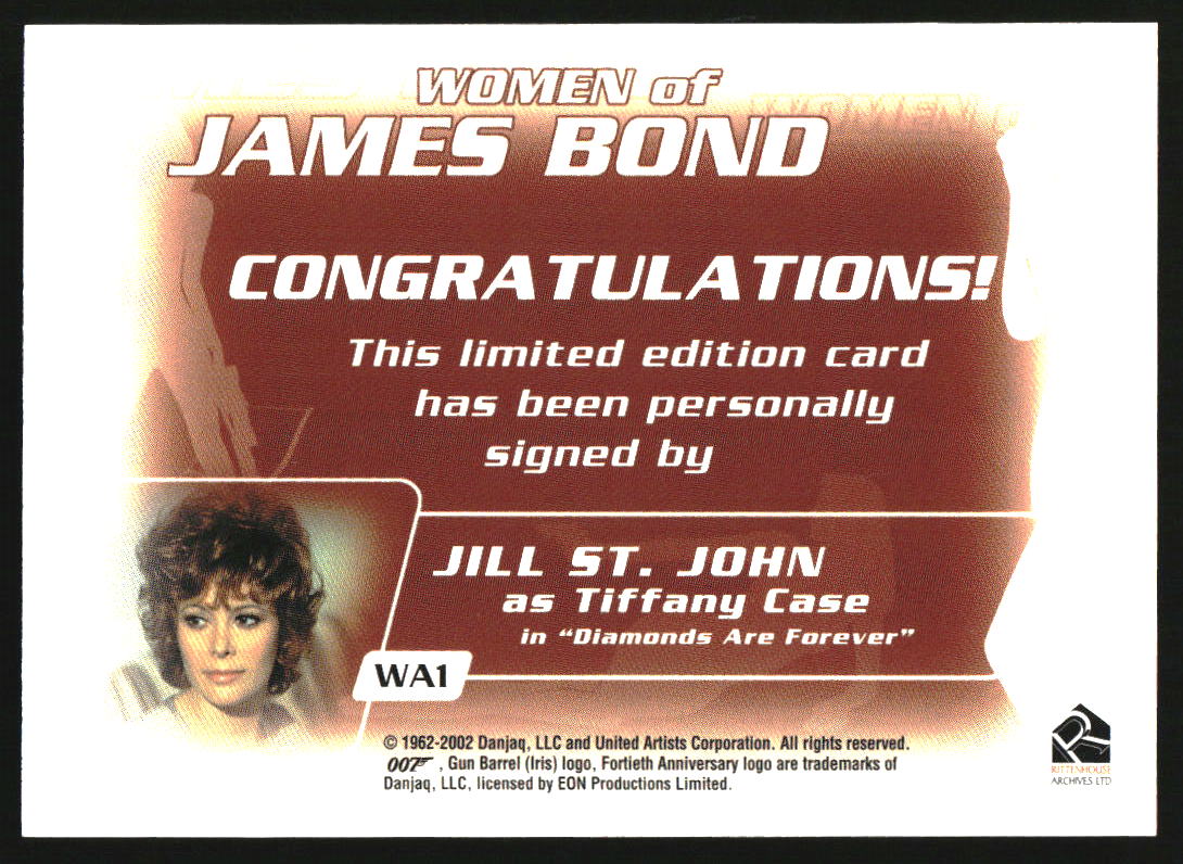 2003 Rittenhouse Women of James Bond In Motion Autograph #WA1 Jill St. John Auto - Image 2