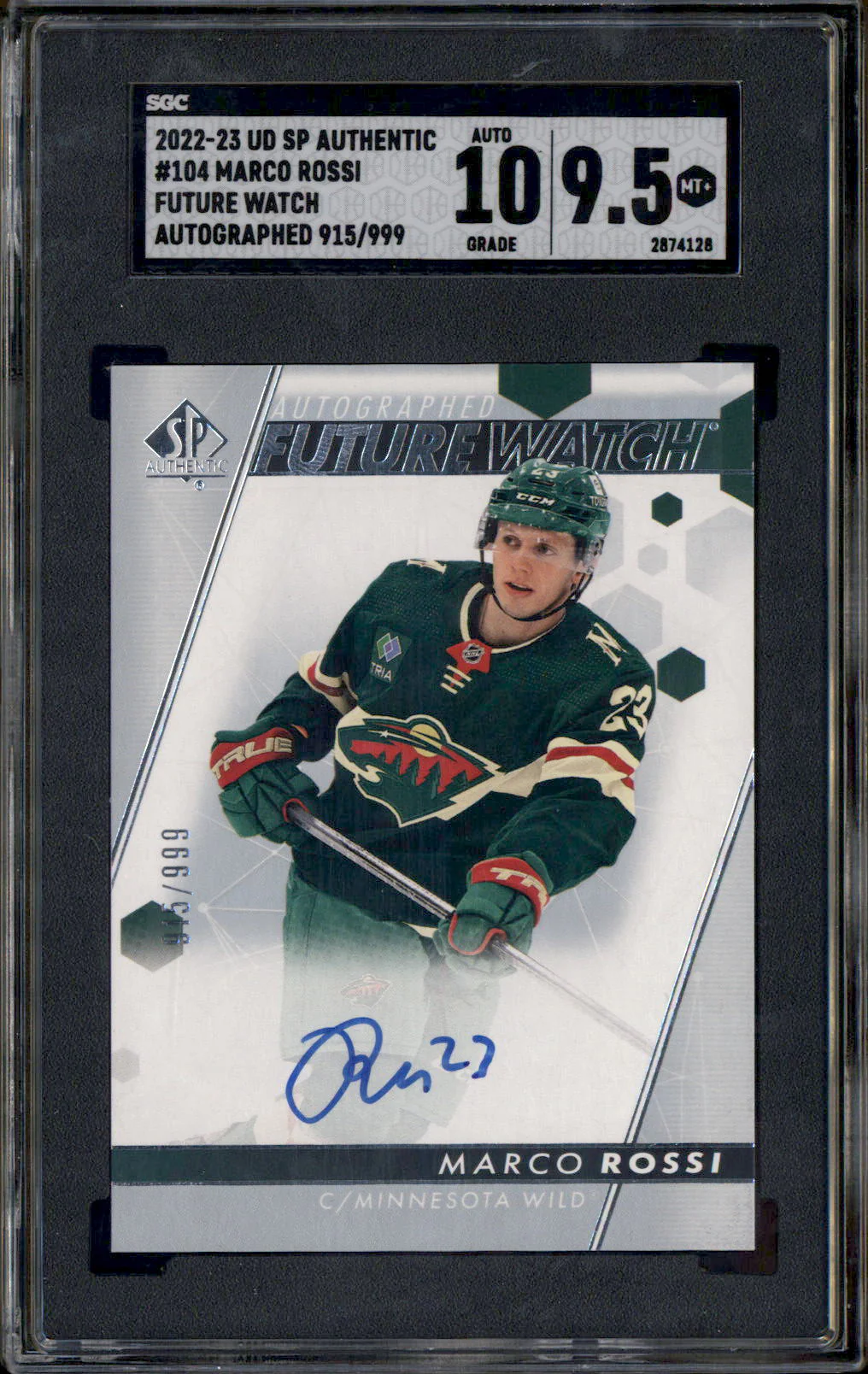 2022-23 UD SP Authentic Future Watch Autograph Marco Rossi Auto /999 SGC 9.5