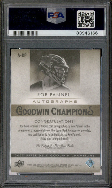 2021 UD Goodwin Champions Autograph Rob Pannell Auto PSA 9 - Image 2