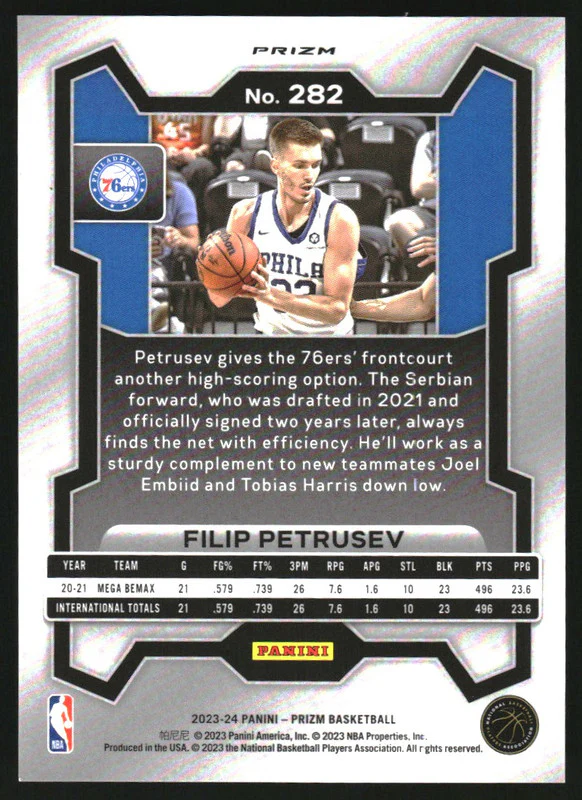 2023-24 Panini Prizm Prizms Choice Tiger Stripe #282 Filip Petrusev RC Rookie - Image 2