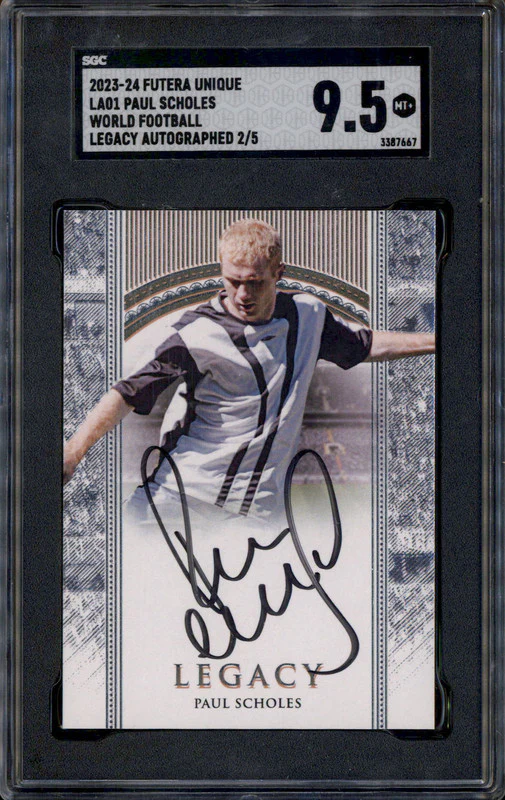 2023-24 Futera Unique World Football Legacy Auto Paul Scholes /5 SGC 9.5