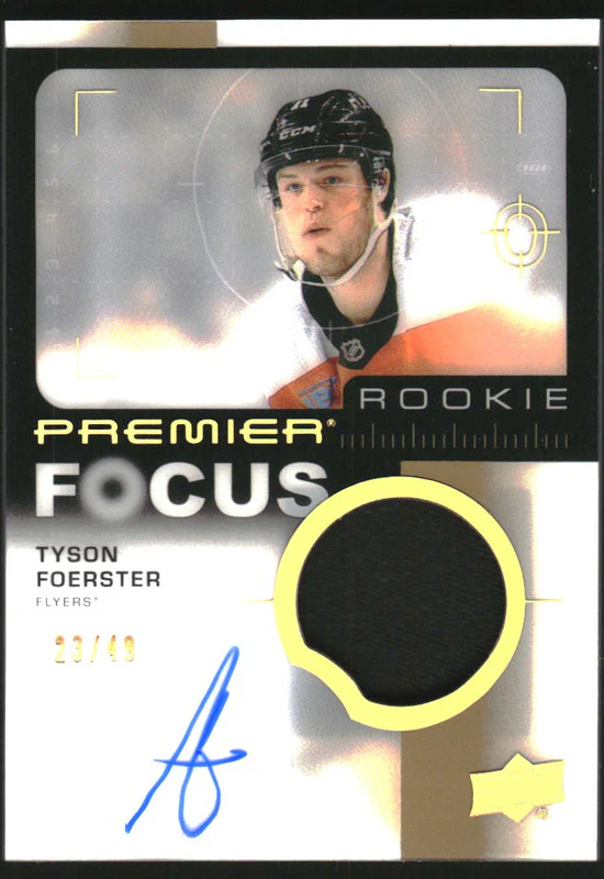 2023 UD Premier Premier Focus Rookie Patch Auto Gold Tyson Foerster RC /49