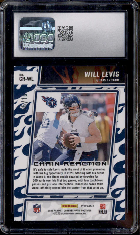 2023 Donruss Optic  Chain Reaction Ice #CR-WL Will Levis RC /15 CGC 10 - Image 2