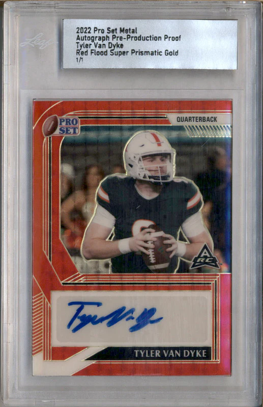 2022 Leaf Pro Set Metal Autograph Red Flood Super Gold Tyler Van Dyke 1/1