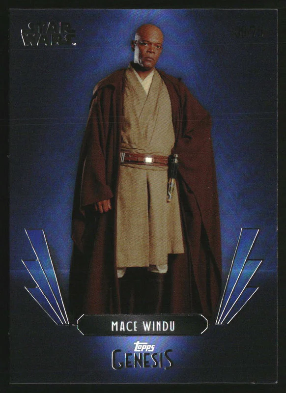 2025 Topps Disney Genesis Blue Foil #13 Mace Windu /75