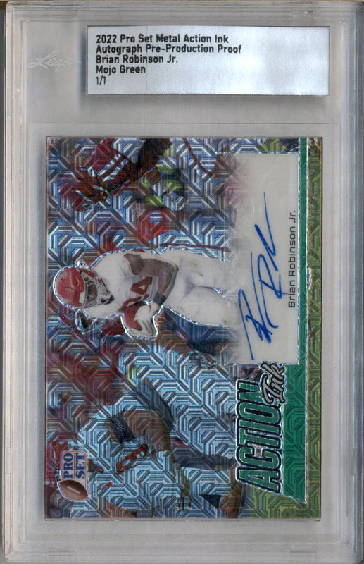 2022 Pro Set Metal Action Ink Auto Mojo Green Brian Robinson Jr 1/1 Leaf
