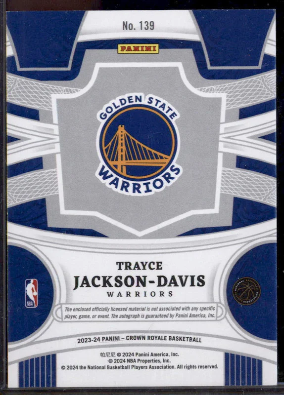 2023-24 Panini Crown Royale #139 Trayce Jackson-Davis RC Auto /125 - Image 2