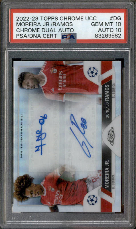 2022 Topps Chrome UCC Dual Auto Moreira Jr Goncalo Ramos /99 PSA 10