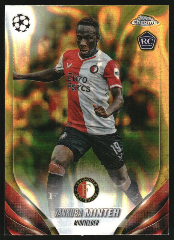 2023 Topps Chrome UEFA Club Competitions Gold Lava #165 Yankuba Minteh RC