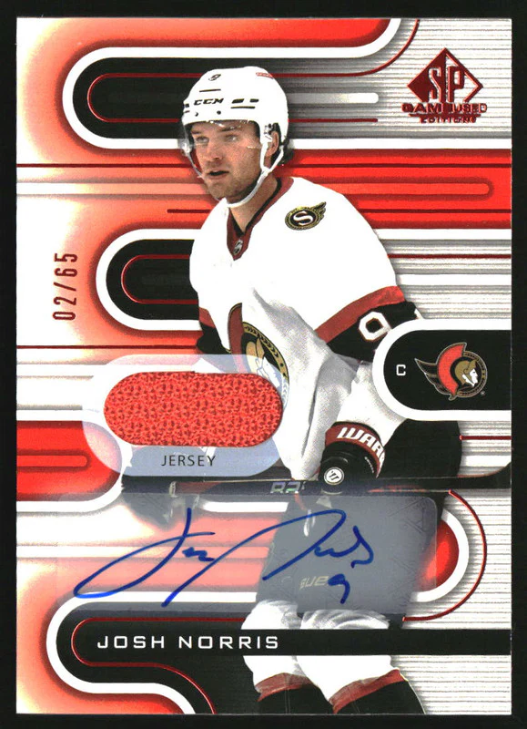 2022-23 SP Game Used Red Auto Jersey #89 Josh Norris Autograph Auto /65