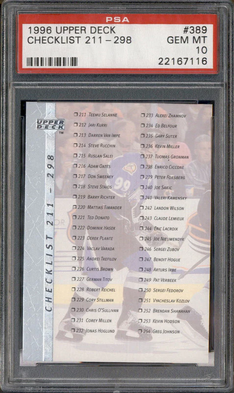 1996 Upper Deck #389 Checklist 211-298 PSA 10