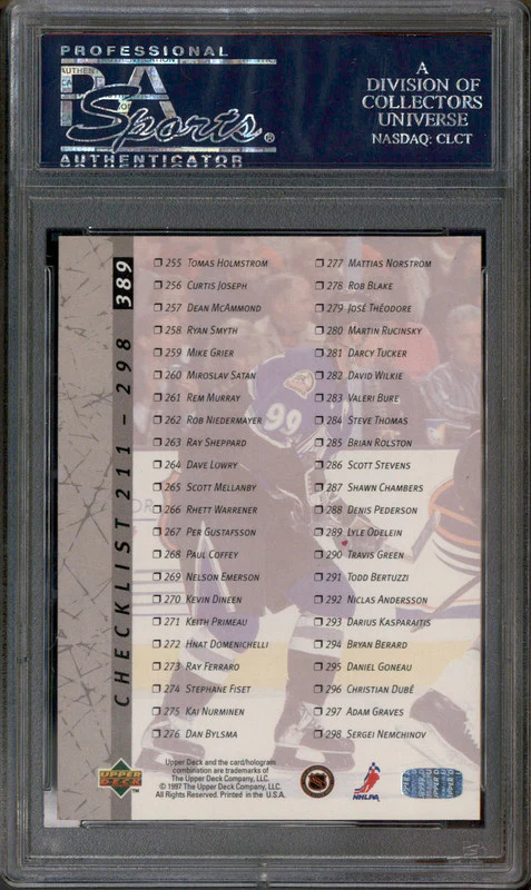 1996 Upper Deck #389 Checklist 211-298 PSA 10 - Image 2