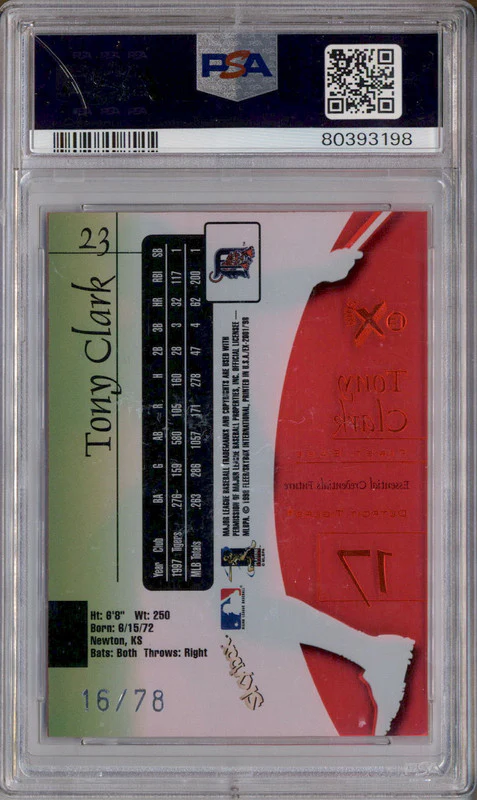 1998 Skybox E-X 2001 Essential Credentials Future #23 Tony Clark /78 PSA 5 - Image 2