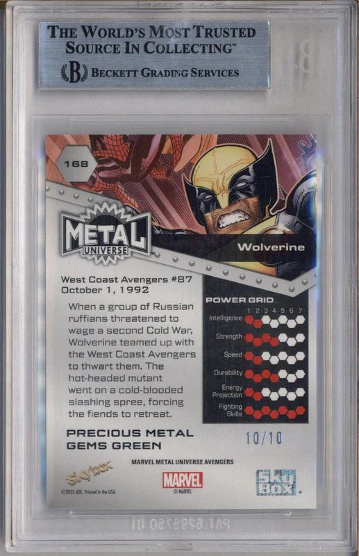 2024 SkyBox Marvel Universe Avengers Precious Gems Green Wolverine /10 BGS 8 - Image 2