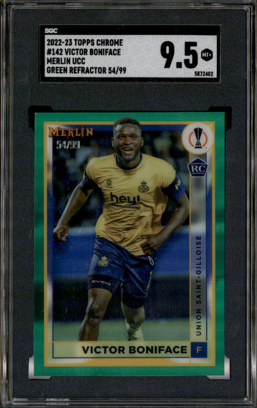 2022 Topps Chrome Merlin Green Refractor Victor Boniface RC /99 SGC 9.5
