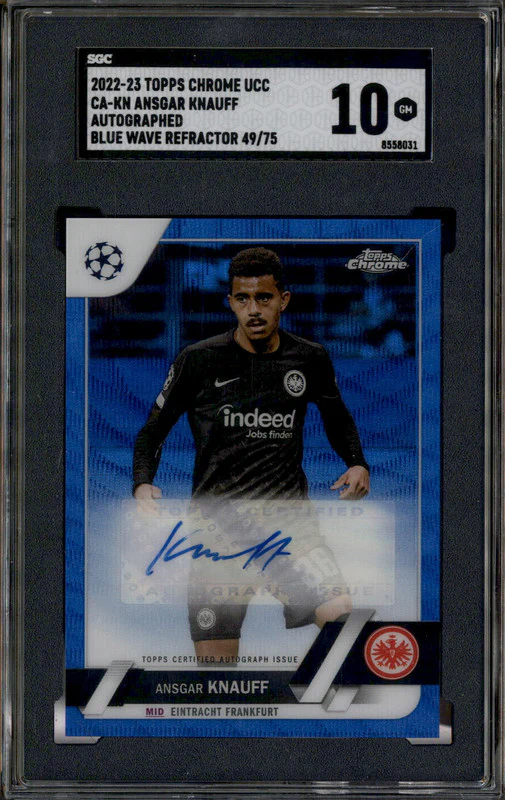 2022 Topps Chrome UCC Autograph Blue Wave Ansgar Knauff Auto /75 SGC 10