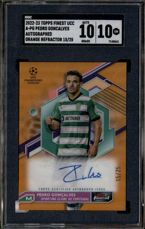 2022 Topps Finest UCC Autograph Orange Pedro Goncalves Auto /25 SGC 10
