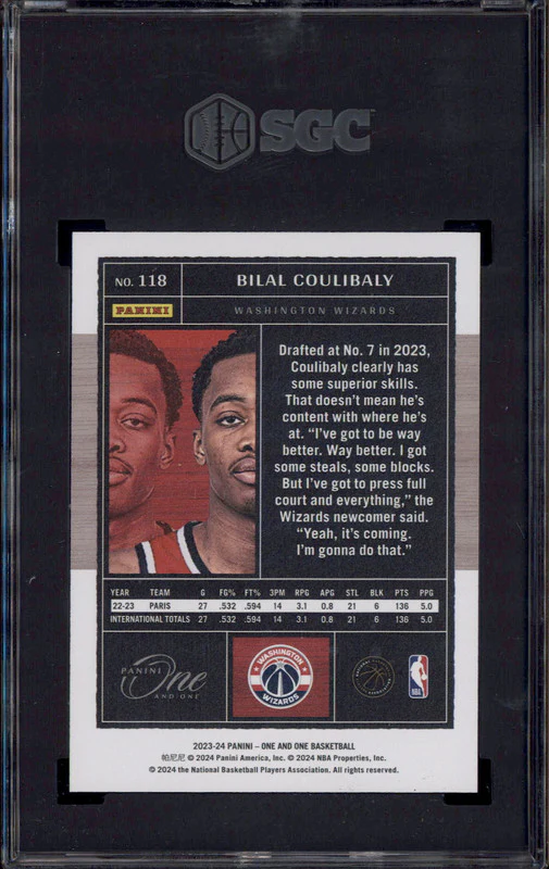 2023 Panini One & One Red #118 Bilal Coulibaly RC /15 SGC 9 - Image 2