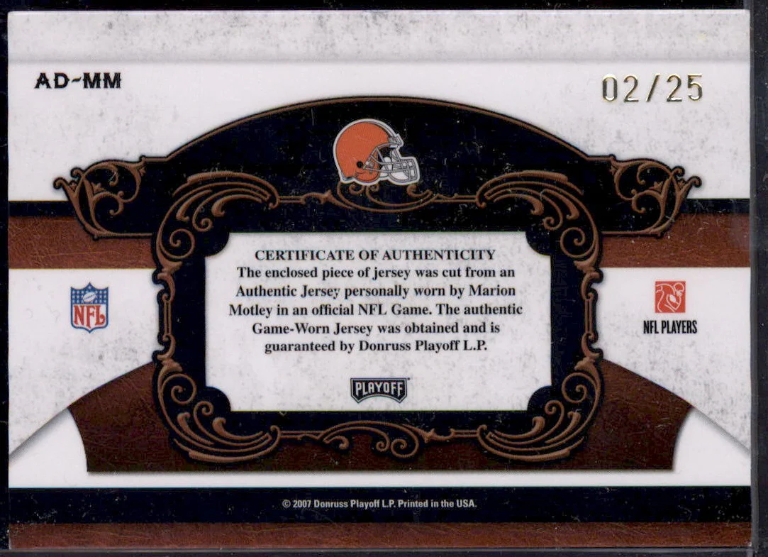 2007 Playoff National Treasures All Decade Material #MM Marion Motley /25 - Image 2