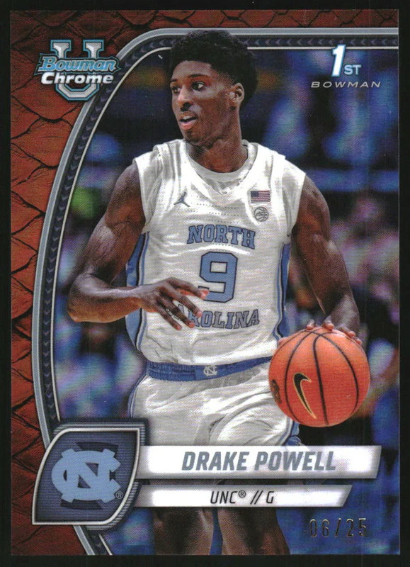 2024 Bowman University Chrome Reptilian Orange Refractor #69 Drake Powell RC /25