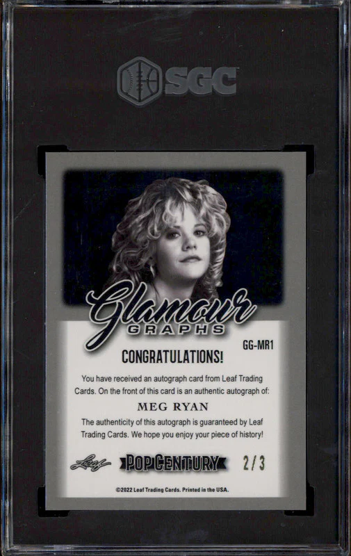 2022 Leaf Metal Pop Century Glamour Graphs Zebra Crystal Meg Ryan Auto /3 SGC 10 - Image 2