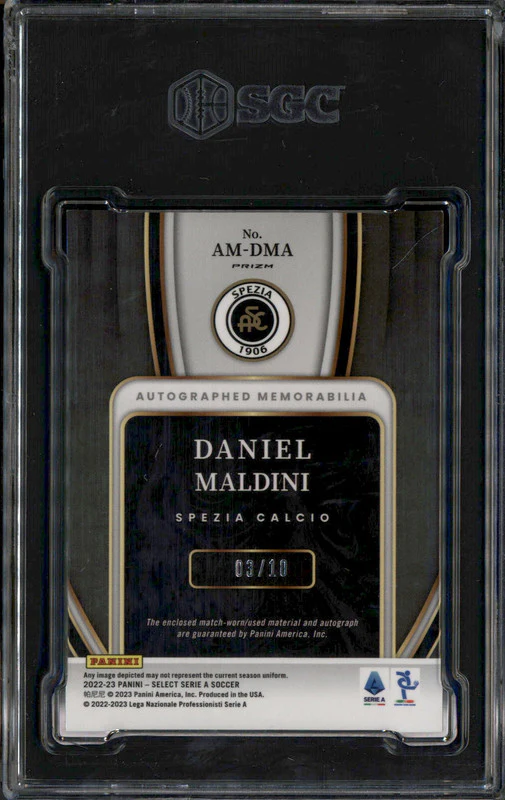 2022 Select Serie A Auto Jersey Gold Daniel Maldini /10 SGC 9 - Image 2