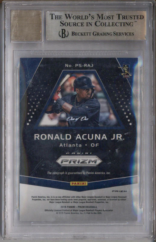 2018 Panini Prizm Signatures Gold Vinyl #18 Ronald Acuna Jr. Auto 1/1 BGS 9.5 - Image 2