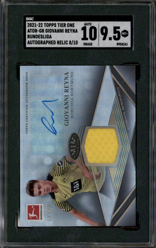 2021 Topps Tier One Bundesliga Autograph Relic Giovanni Reyna Auto /10 SGC 9.5