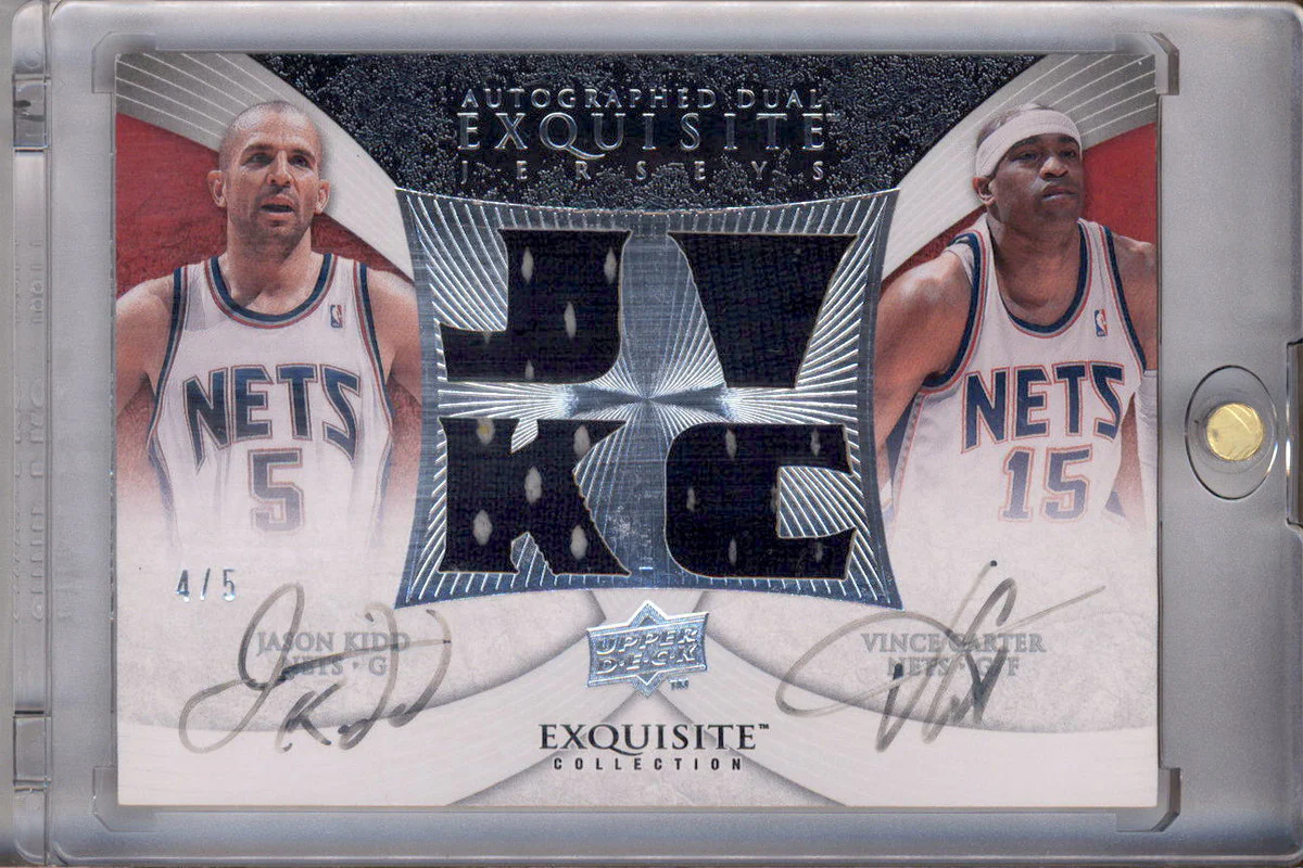 2007 Exquisite Collection Jerseys Dual Autograph Jason Kidd Vince Carter Auto /5