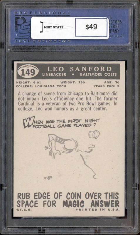 1959 Topps #149 Leo Sanford PSA 8 - Image 2